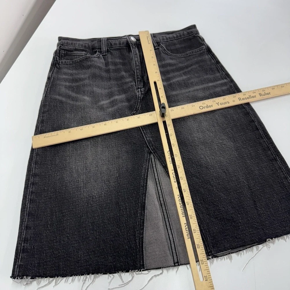 Joes Jeans Skirt Women‎ 28 Black Denim High Rise Nerine Raw Hem Front Slit